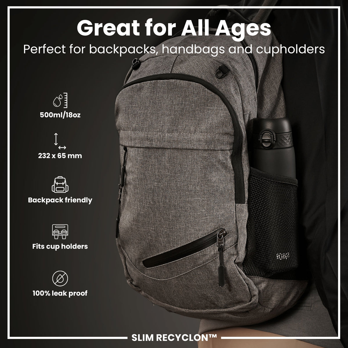 Slim 18oz Recyclon - Black